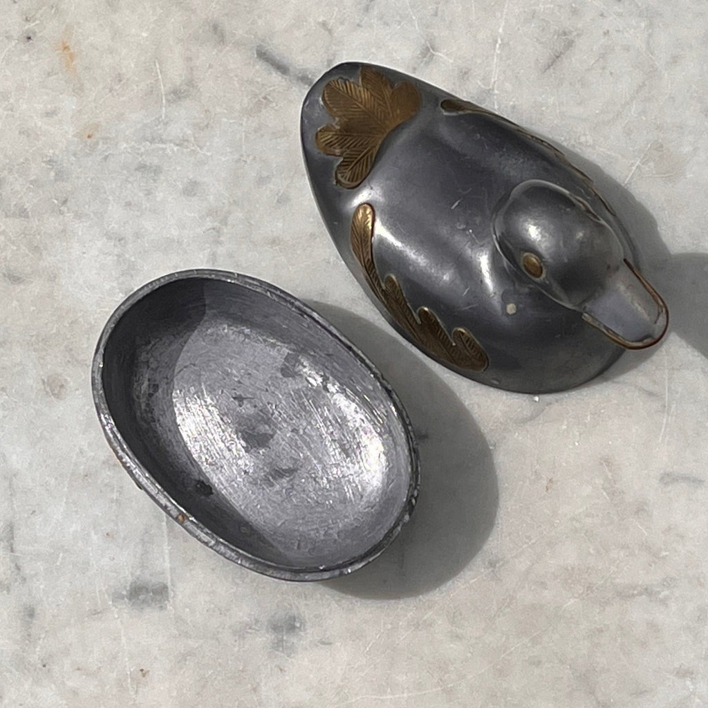 Pair of Late Qing Chinese Pewter Duck Boxes - Detail View - 5