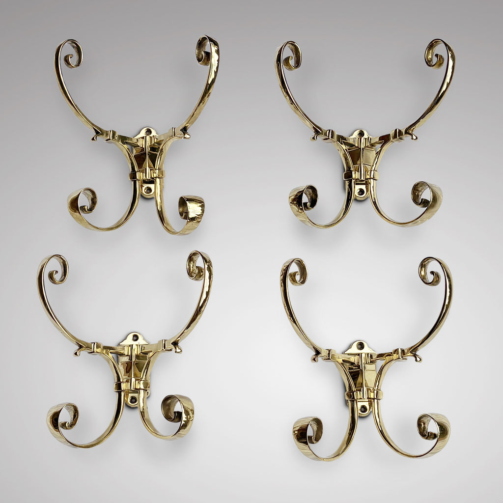 Superb Set of 4 Antique Brass Hat & Coat Hooks - Main View - 1