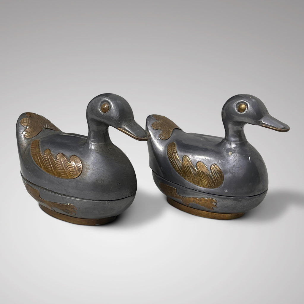 Pair of Late Qing Chinese Pewter Duck Boxes - Main View - 1