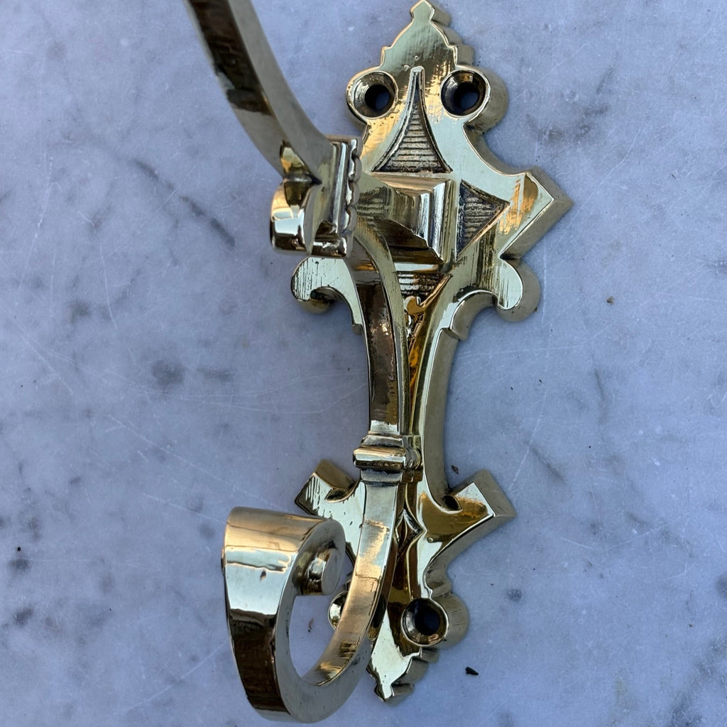 Set of Three Antique Brass Hat & Coat Hooks - Detail View - 3