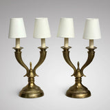 Pair of Vintage Brass Twin Arm Table Lamps - Main View - 1