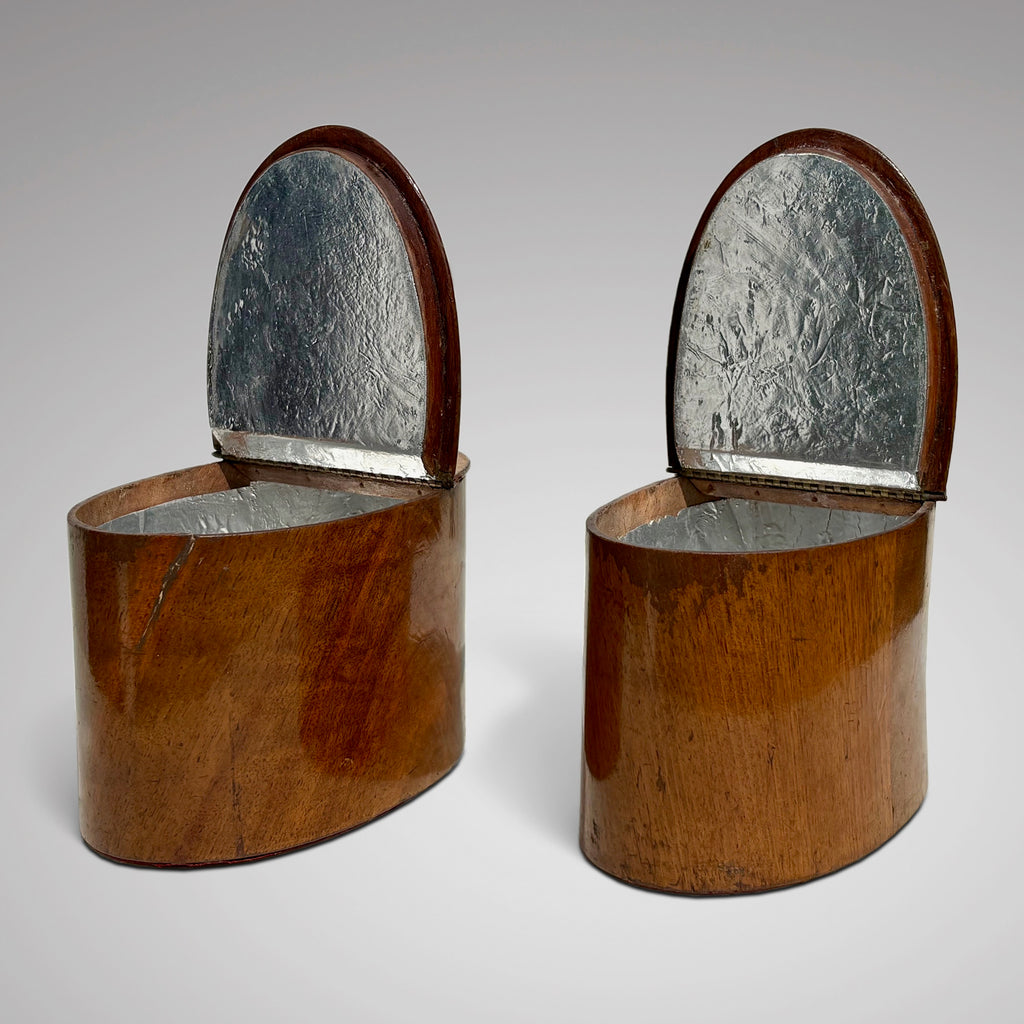 Pair of Georgian Walnut Oval Tea Caddies - Main View - 2