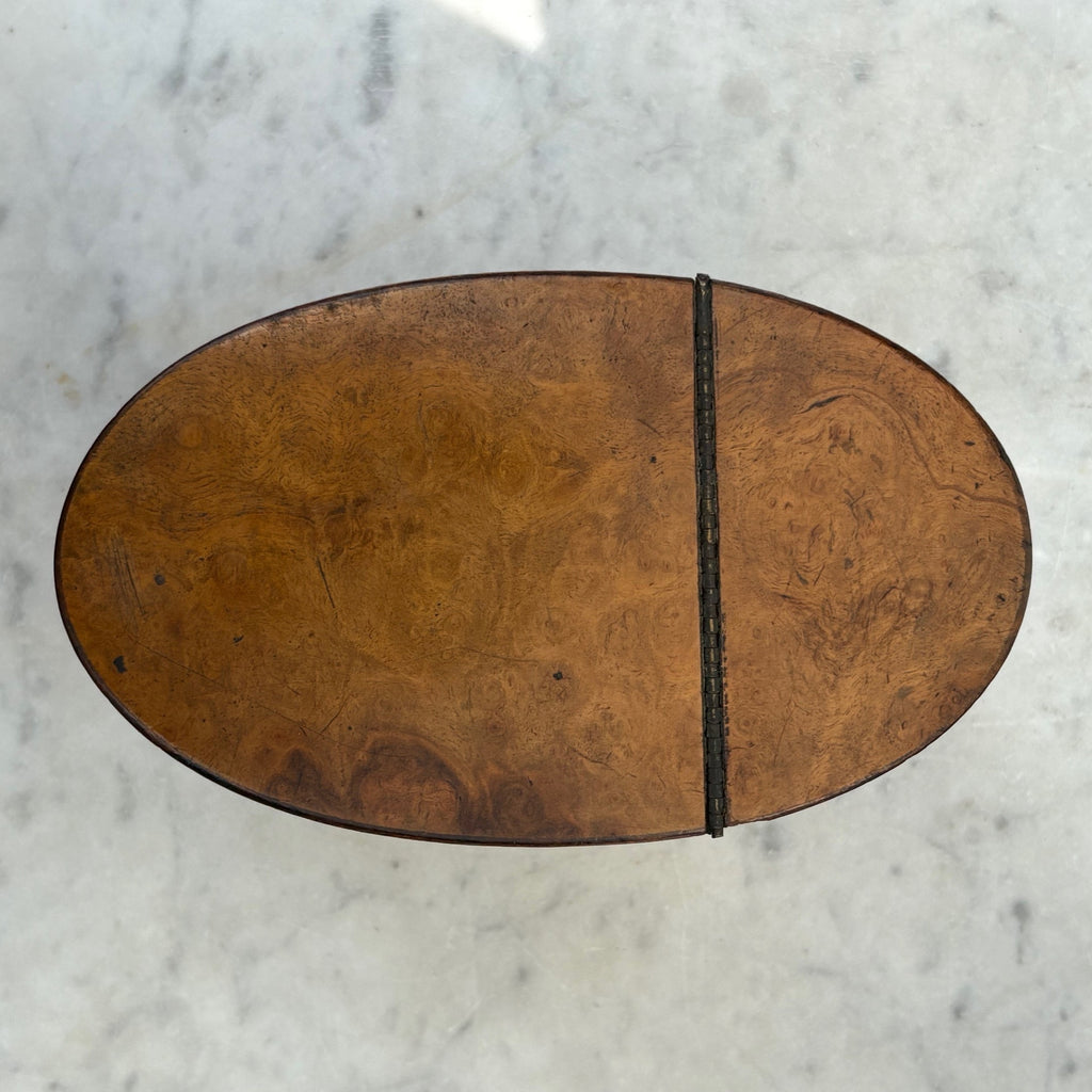 Pair of Georgian Walnut Oval Tea Caddies - Top View - 5