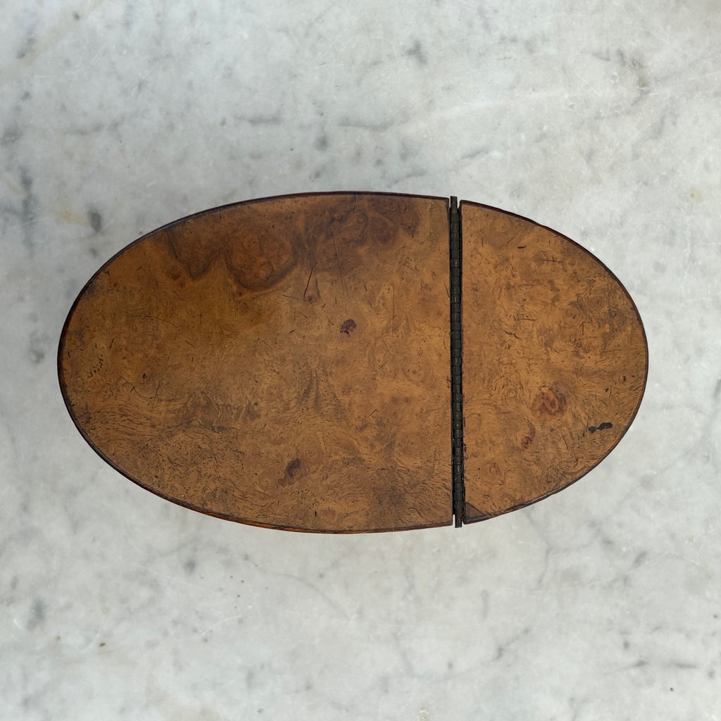 Pair of Georgian Walnut Oval Tea Caddies - Top View - 4