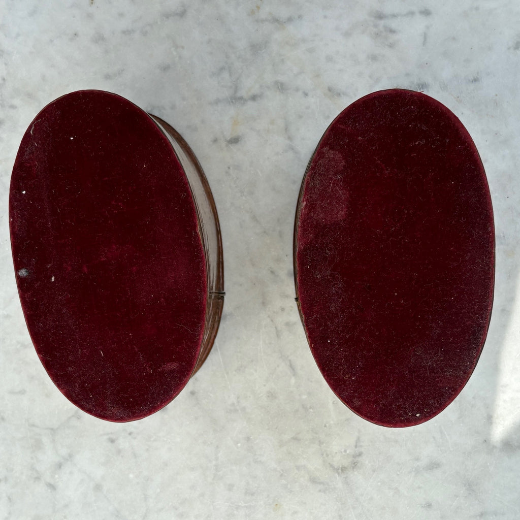 Pair of Georgian Walnut Oval Tea Caddies - Base View - 7