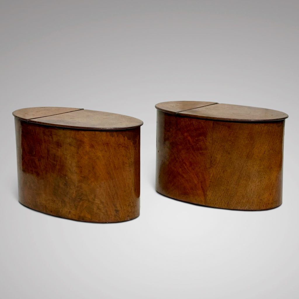 Pair of Oval Georgian Walnut Tea Caddies - Main View - 1