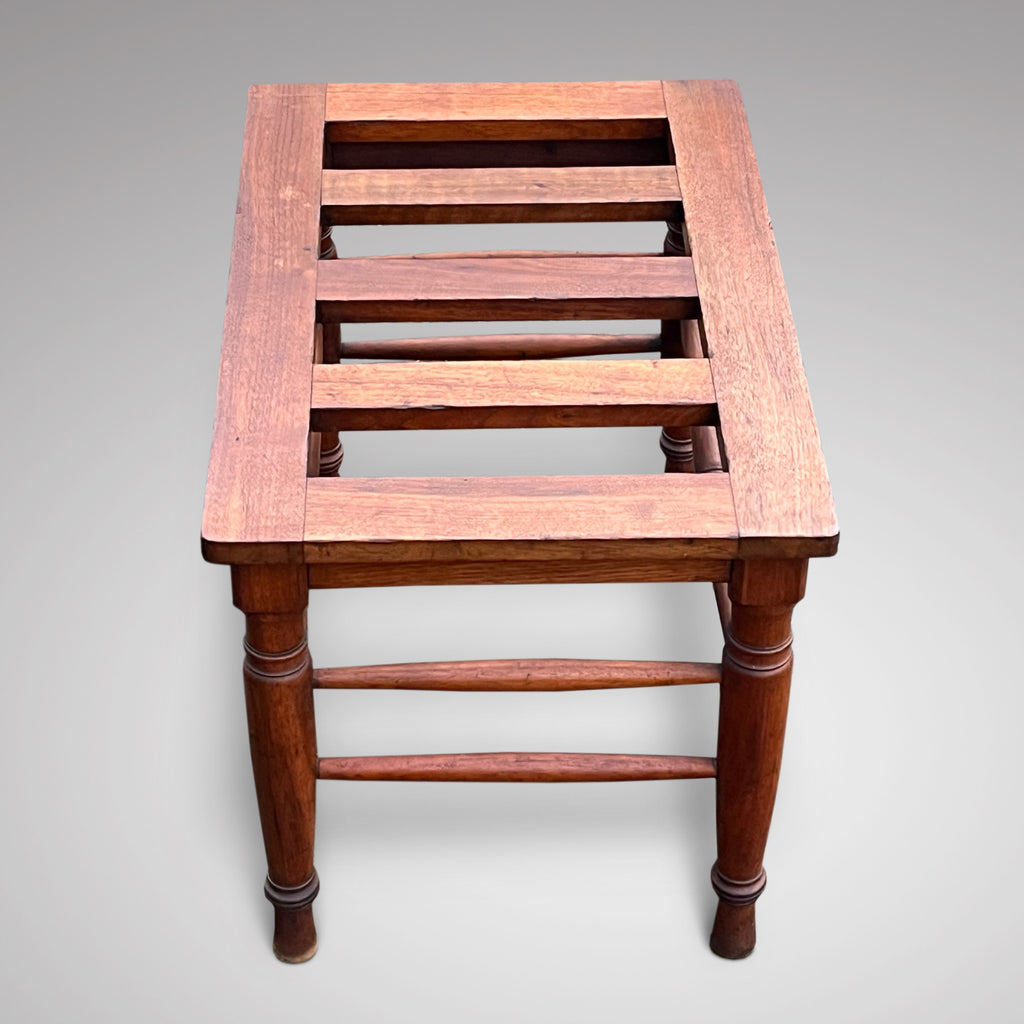 Antique Oak Luggage Stand - Top View - 2