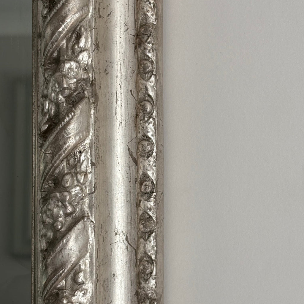 19th Century English Silvered Overmantle Mirror - Detail View - 2