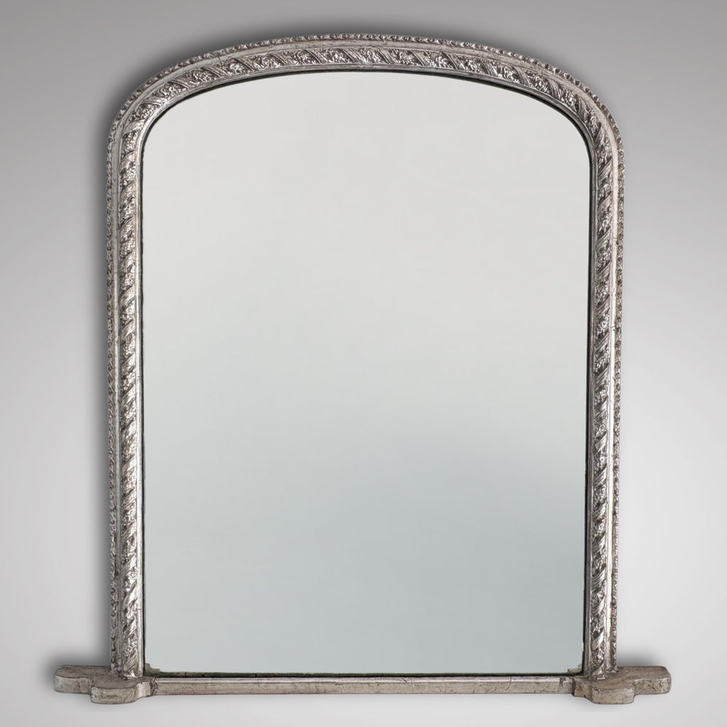 19th Century English Silvered Overmantle Mirror - Main View - 1