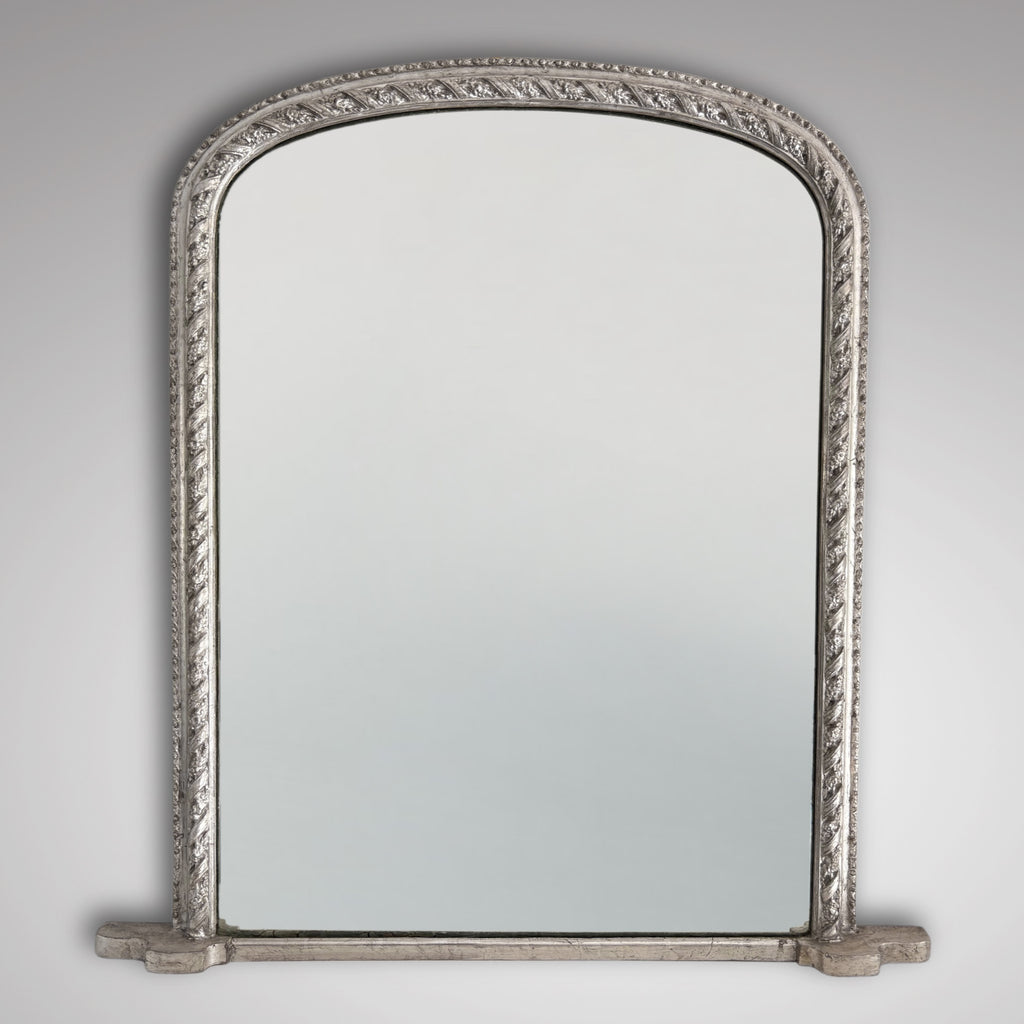 19th Century English Silvered Overmantle Mirror - Main View - 3