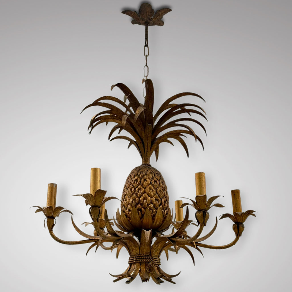 Mid Century Italian Gilt Metal Pineapple Chandelier -Main View - 2