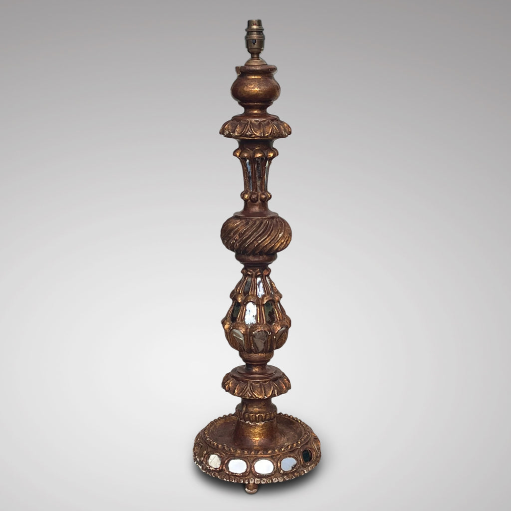 Antique Italian Baroque Style Mirrored Table Lamp - Main View - 2