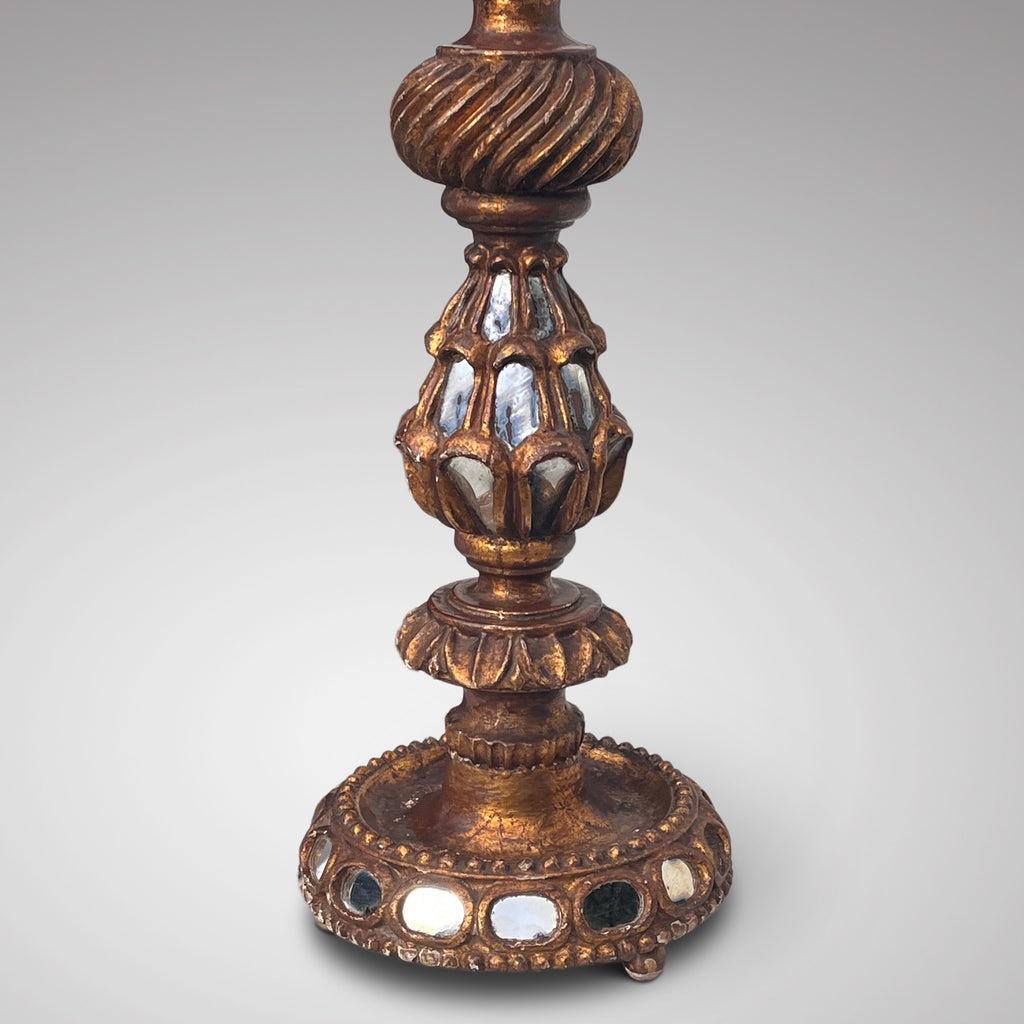 Antique Italian Baroque Style Mirrored Table Lamp - Detail View - 3