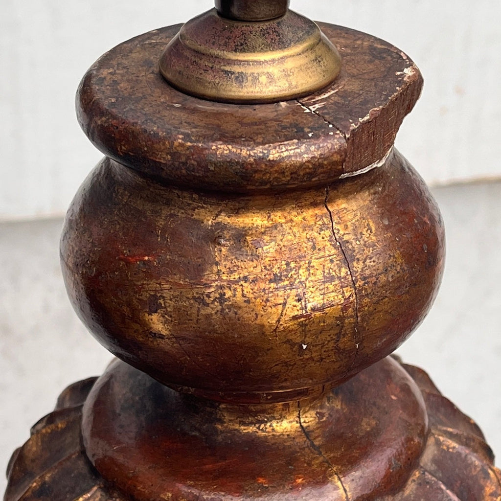 Antique Italian Baroque Style Mirrored Table Lamp - Detail View - 5