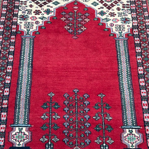 Striking Wool Hand Knotted Prayer Rug - Detail View - 2