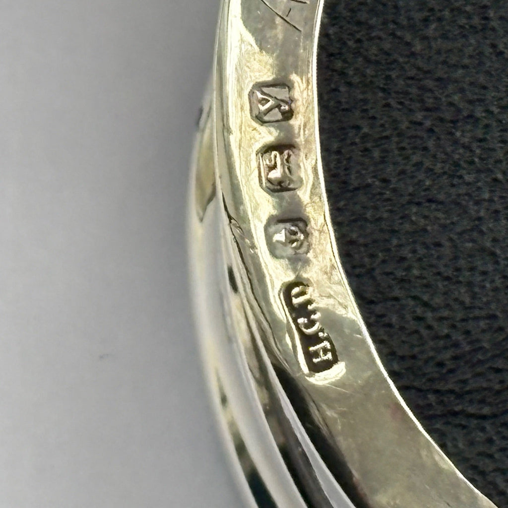 Antique Silver and Turquoise Enamel Jewellery Box - Detail Hallmark View - 3