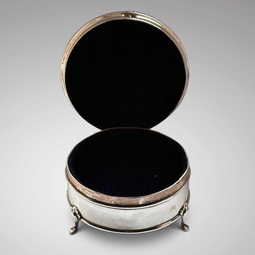 Antique Silver and Turquoise Enamel Jewellery Box - Inside View - 2