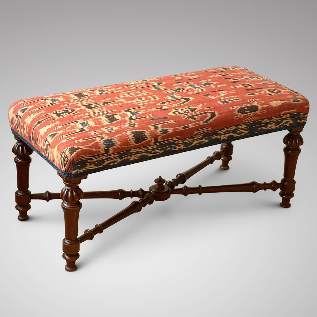 William IV Mahogany Kilim Covered Footstool - Main View - 1