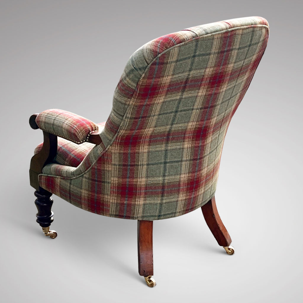 Victorian Upholstered Button Back Armchair - Back View - 3