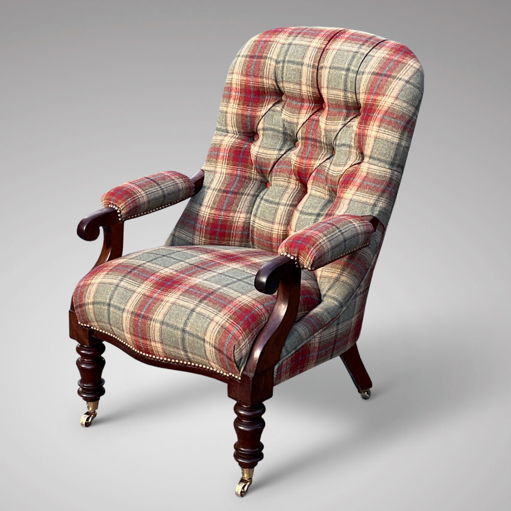 Victorian Upholstered Button Back Armchair - Main View - 1
