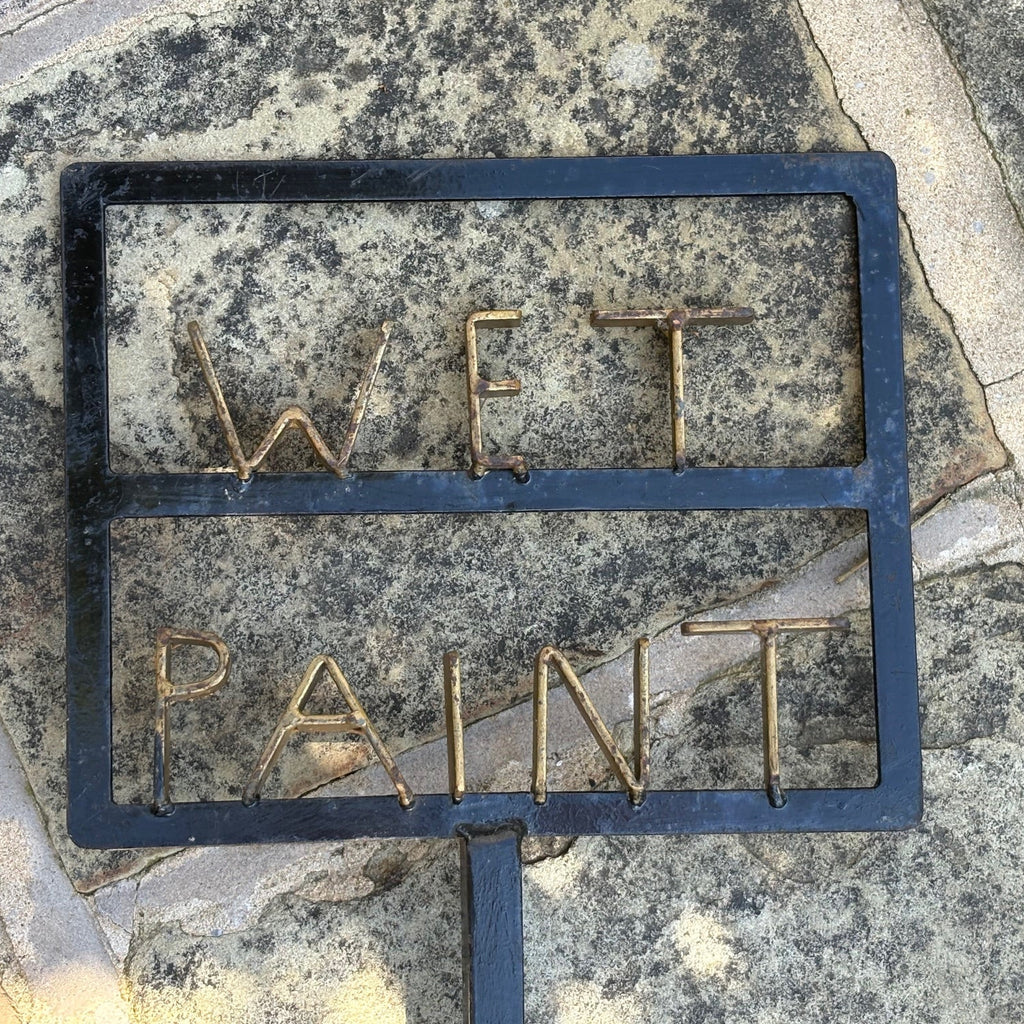 Antique Wrought Iron Wet Paint Sign - Detail View - 3