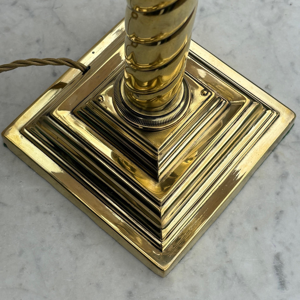 Antique Brass Twisted Column Table Lamp - Detail View 0f Base - 3