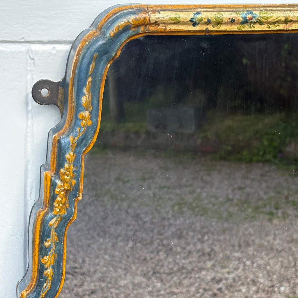 1930s Lacquered Floral Mirror - Detail View - 3