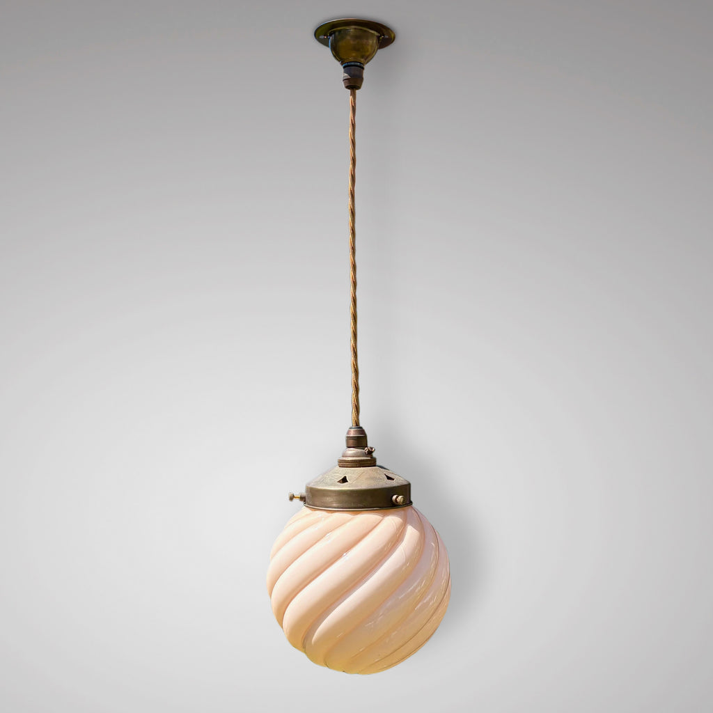 Art Deco Pink Opaline Pendant Light - Main View - 1