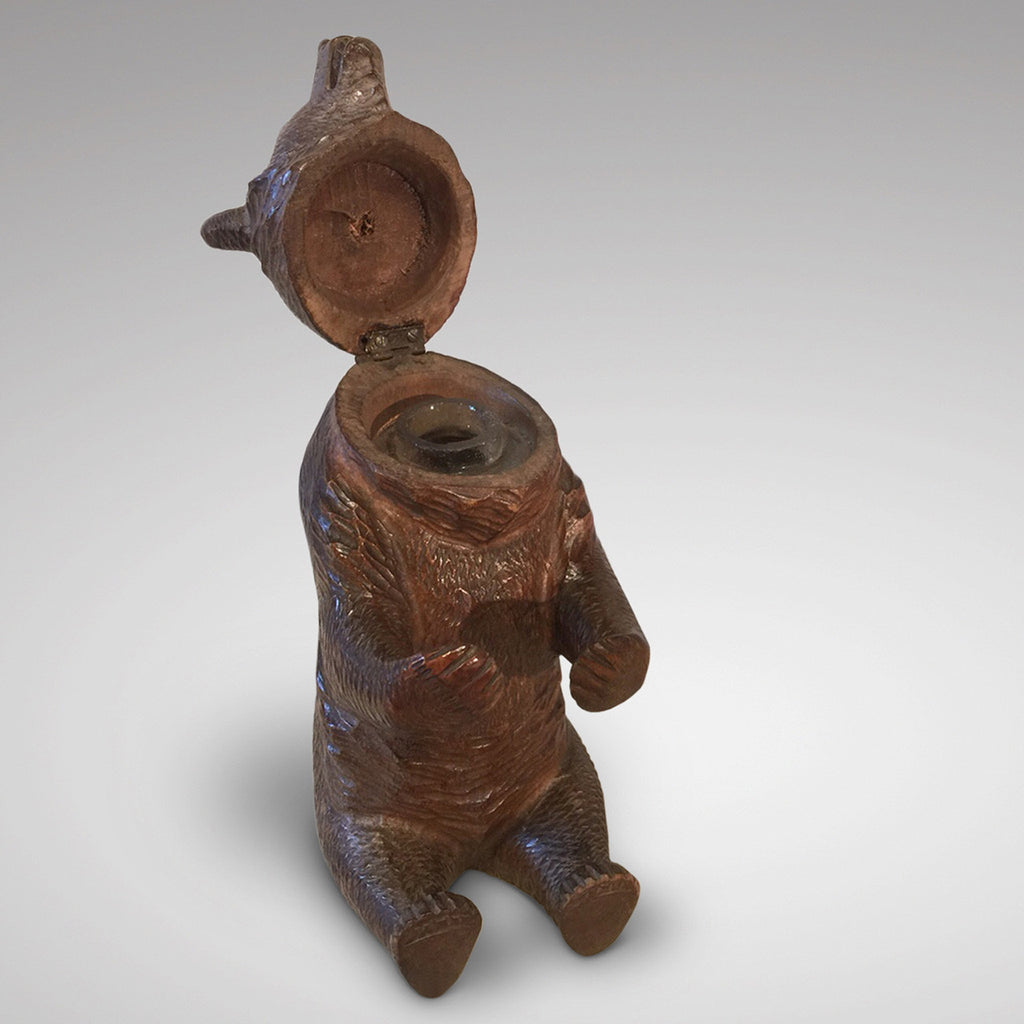 19th Century Black Forest Bear Inkwell - Inside view of bear - 3