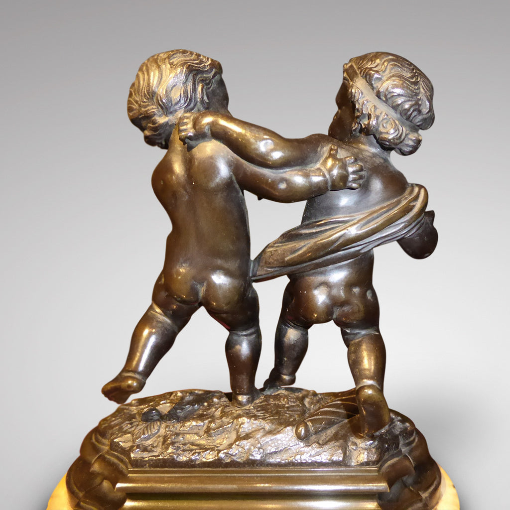 Antique Bronze Sculpture of Cupid & Putto -Back view