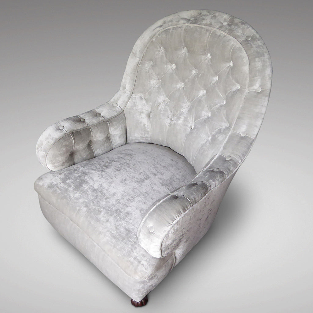 19th Century Buttoned Armchair- Top & side view- 7