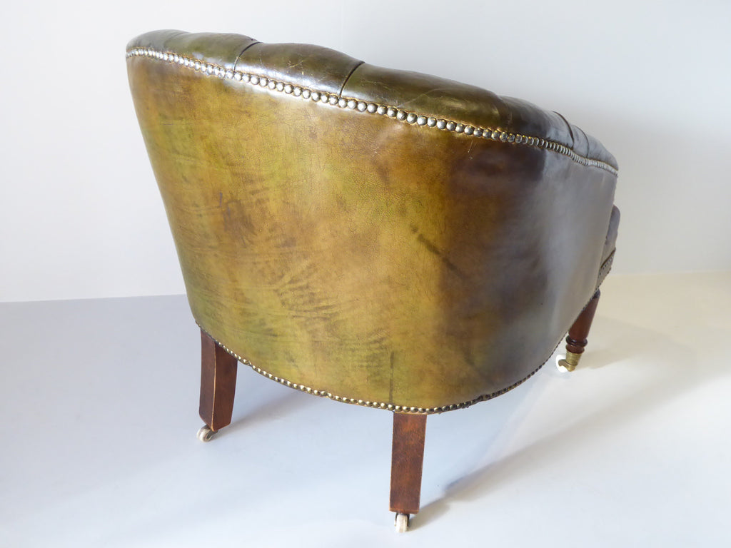 Deep Buttoned Leather Tub Chair - Hobson May Collection - 3