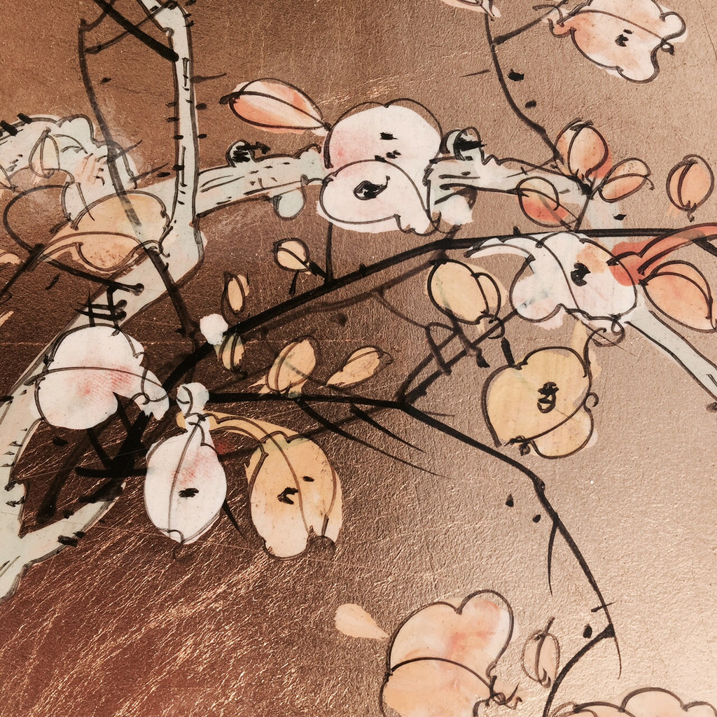 Oriental Lacquered Coffee Table - Close up of top- 6