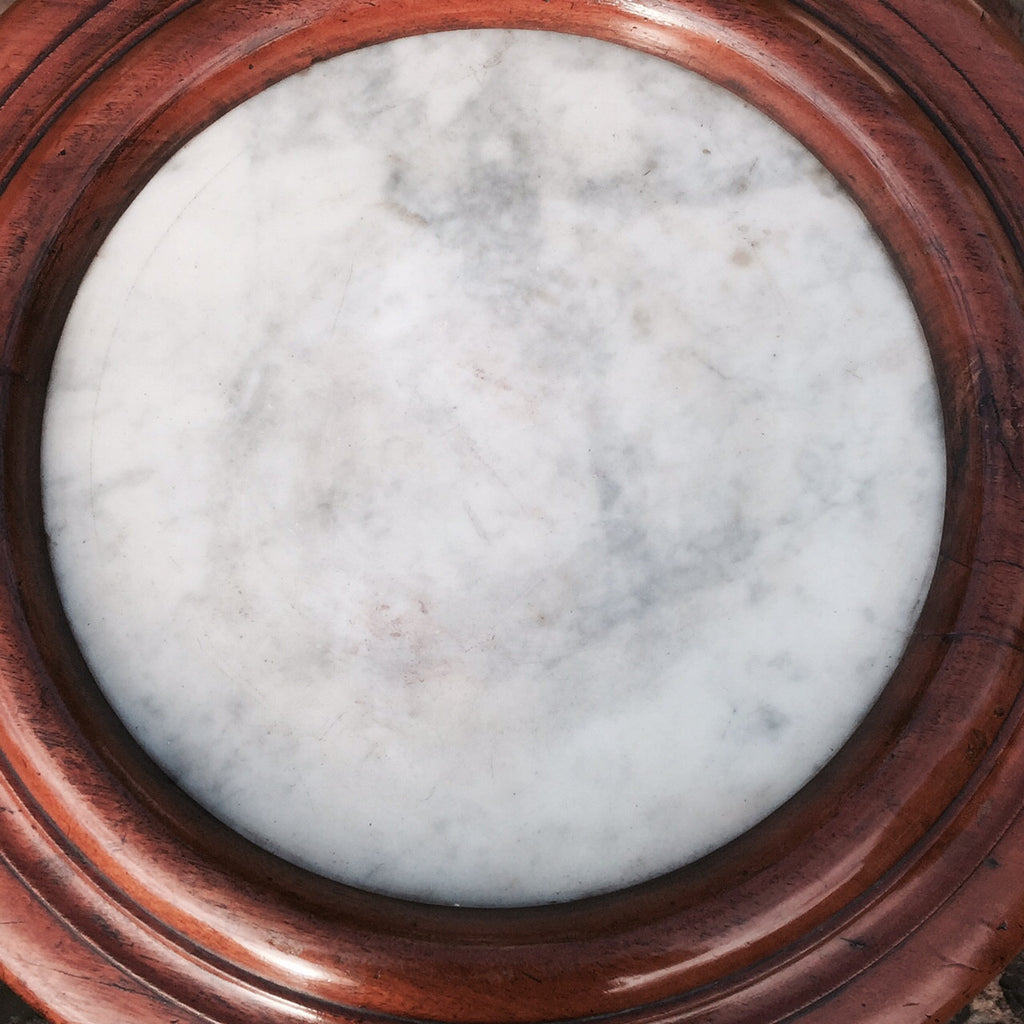Victorian Mahogany Cylindrical Pot Cupboard- View of inset marble top-4