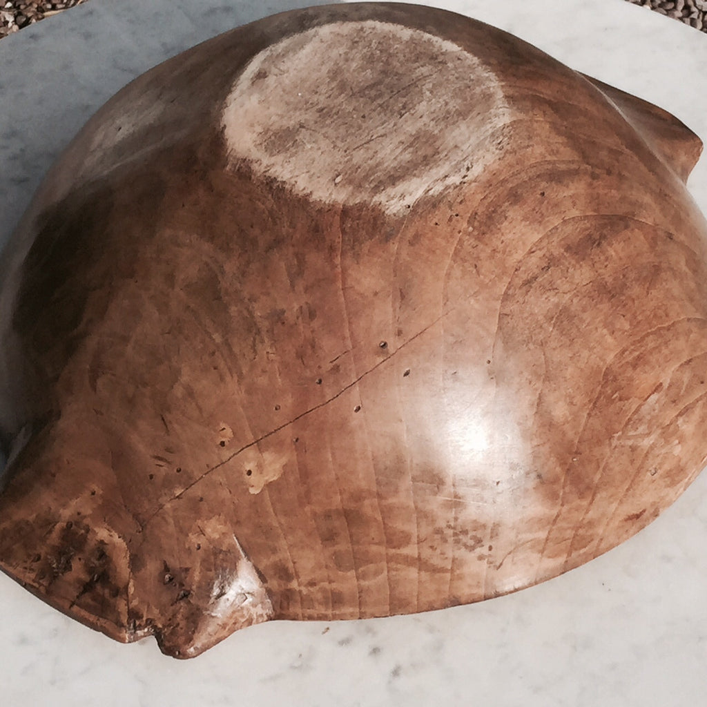 19th Century Sycamore Dairy Bowl - Underside View -3