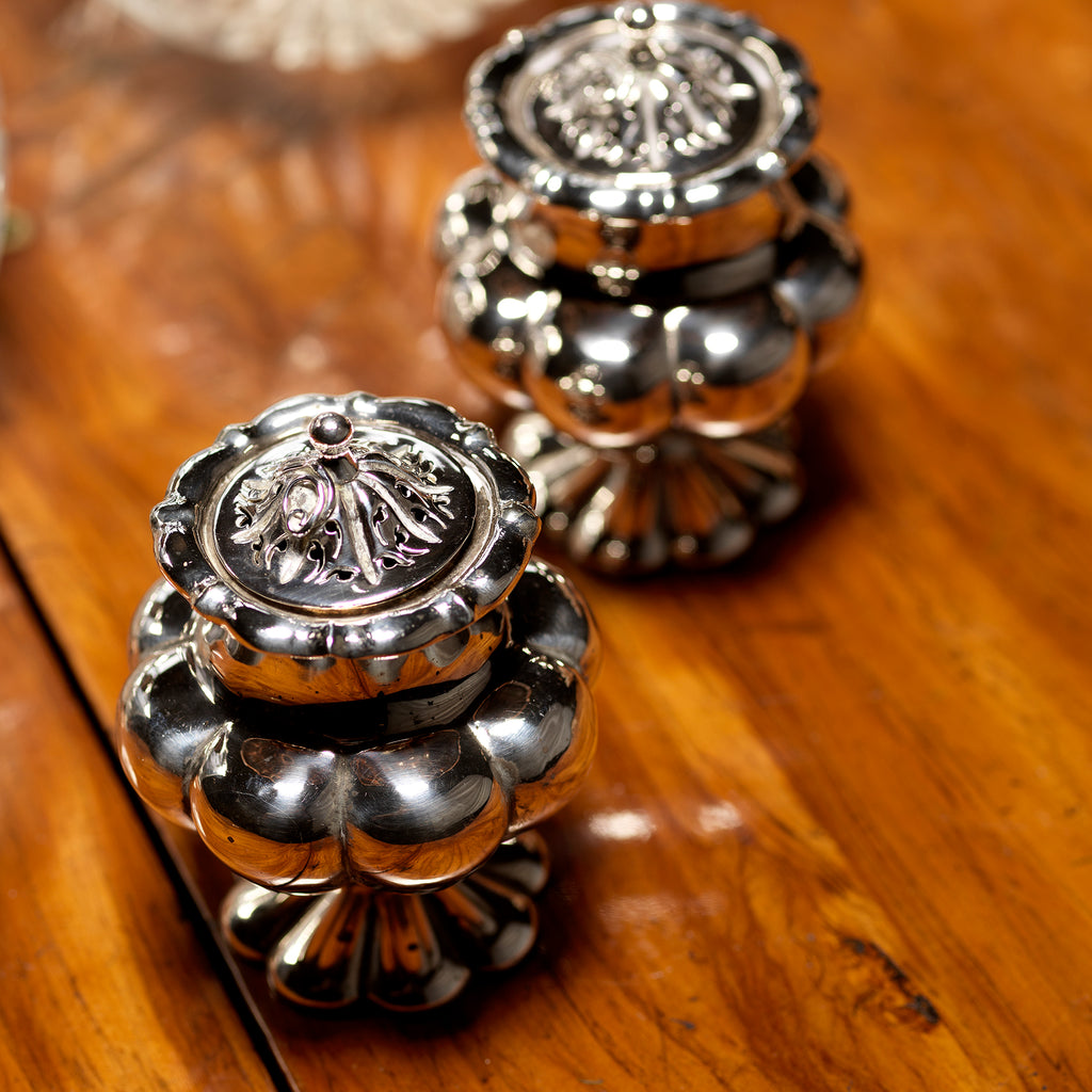 Pair of Victorian Silver Pepperettes - Top View - 1