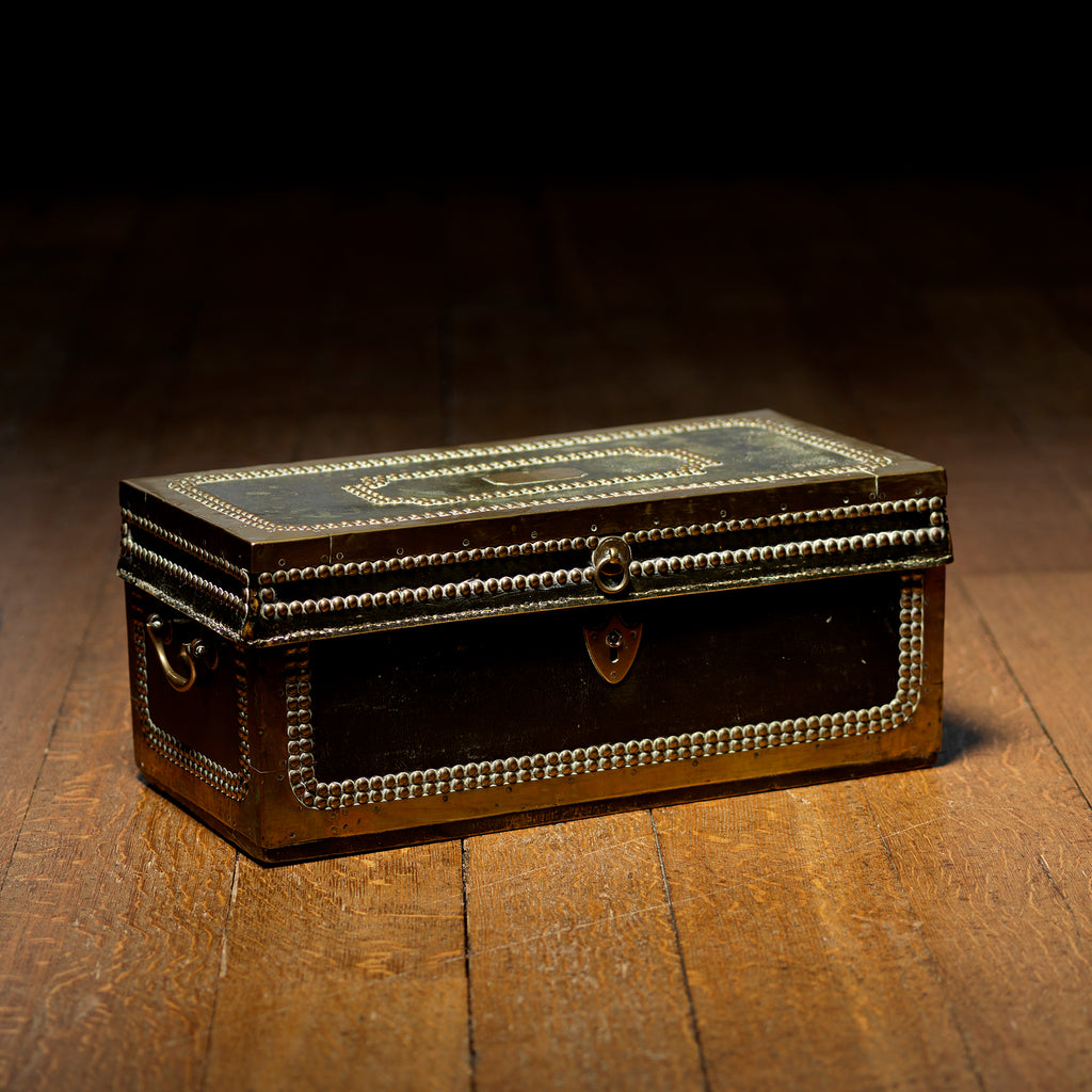 Regency Leather Covered Camphor Campaign Chest-Front view 1