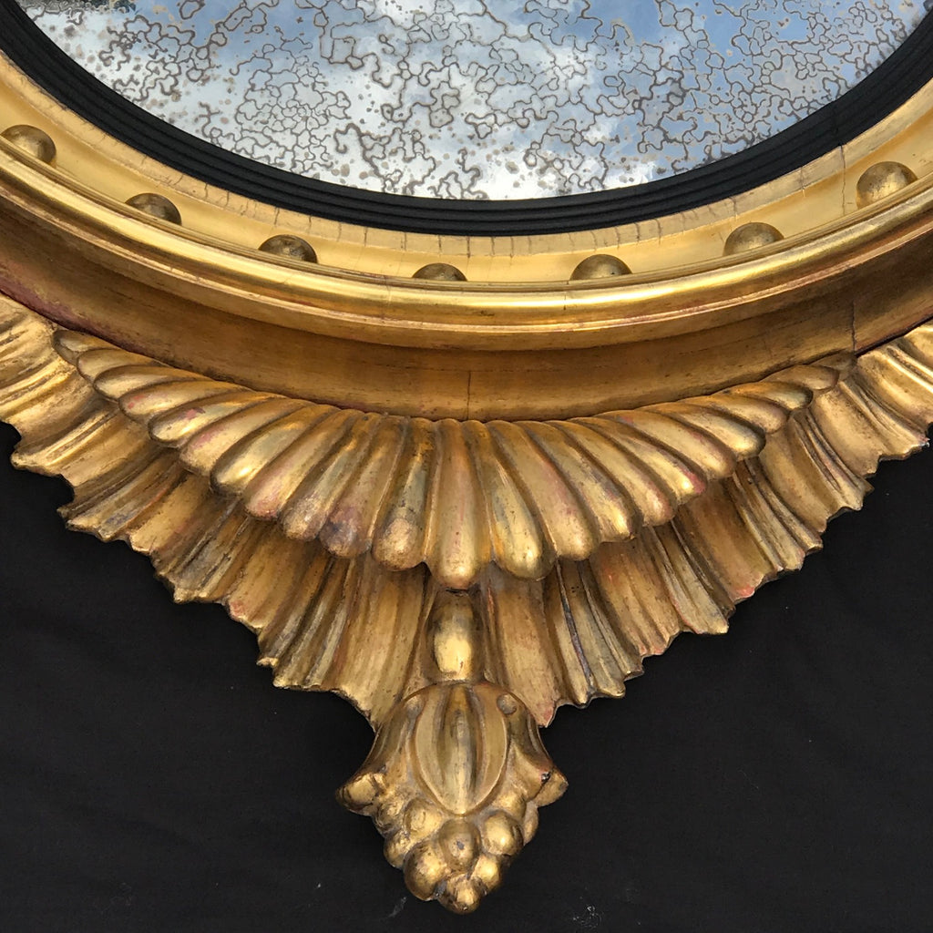 Regency Carved Giltwood Convex Mirror - Detail View - 4