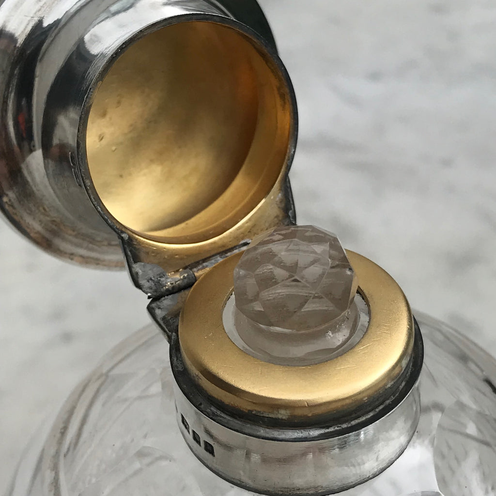 Early 20th Century Glass & Silver Enamel Topped Bottle - Detail View - 6