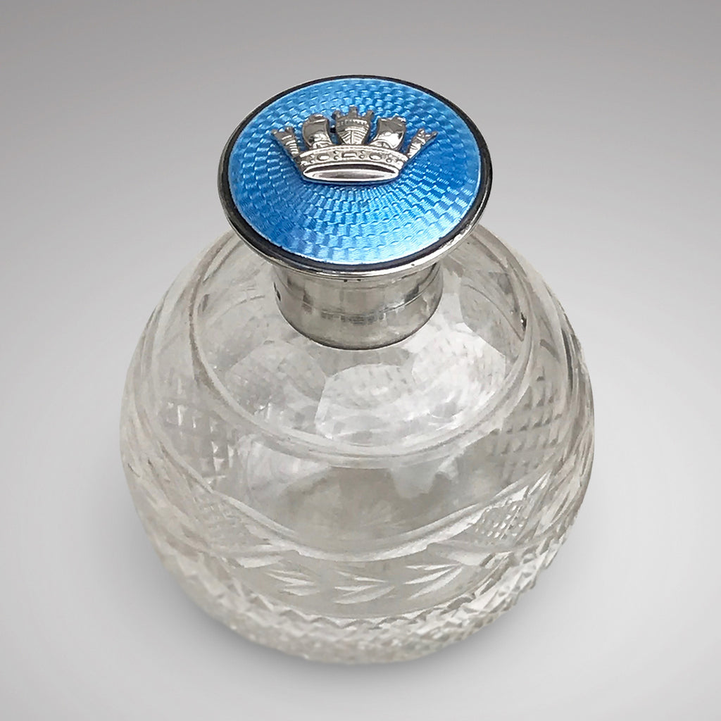 Early 20th Century Glass & Silver Enamel Topped Bottle - Main View -1