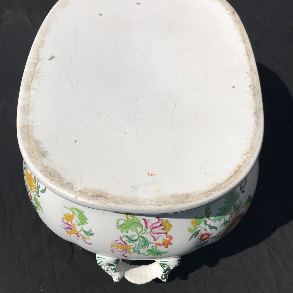 19th Century Floral Ceramic Footbath - Base Detail View - 9