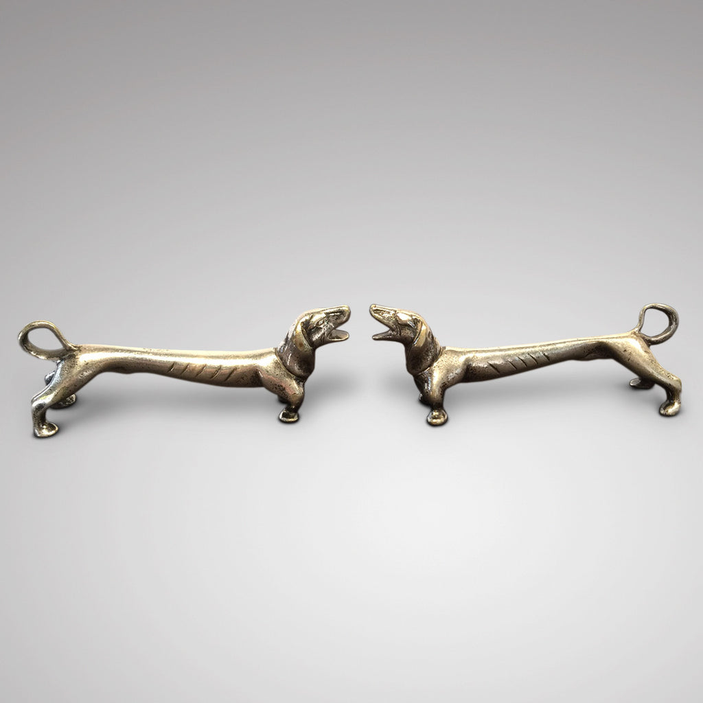 Art Deco Silvered Bronze Dachshunds - Side View Two