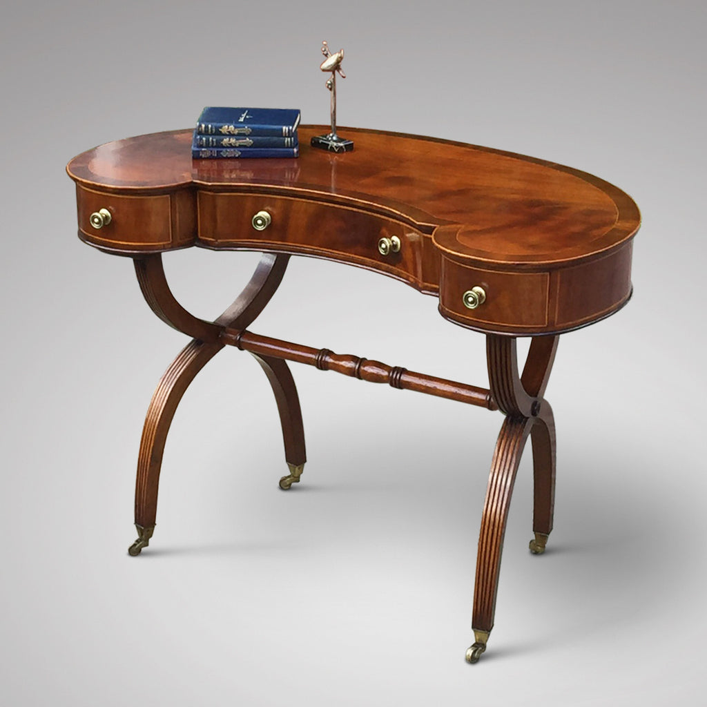 Antique Mahogany Kidney Shaped Writing Table -Front View one