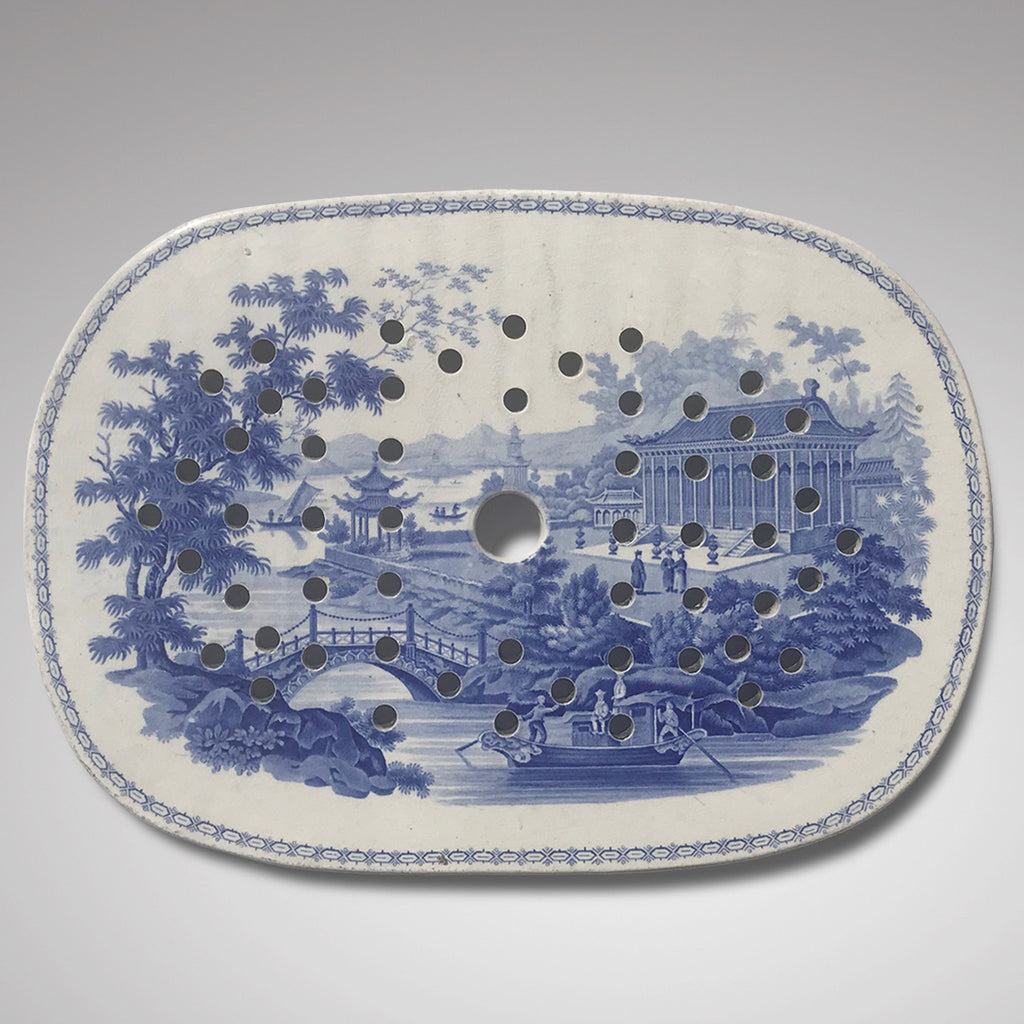 19th Century Minton Blue & White Meat Strainer - Main View -1