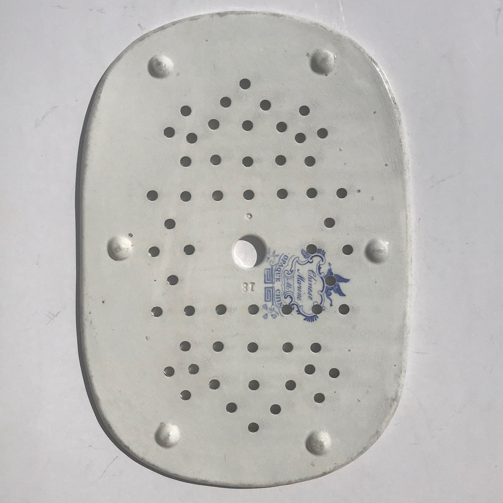19th Century Minton Blue & White Meat Strainer - Back View - 7