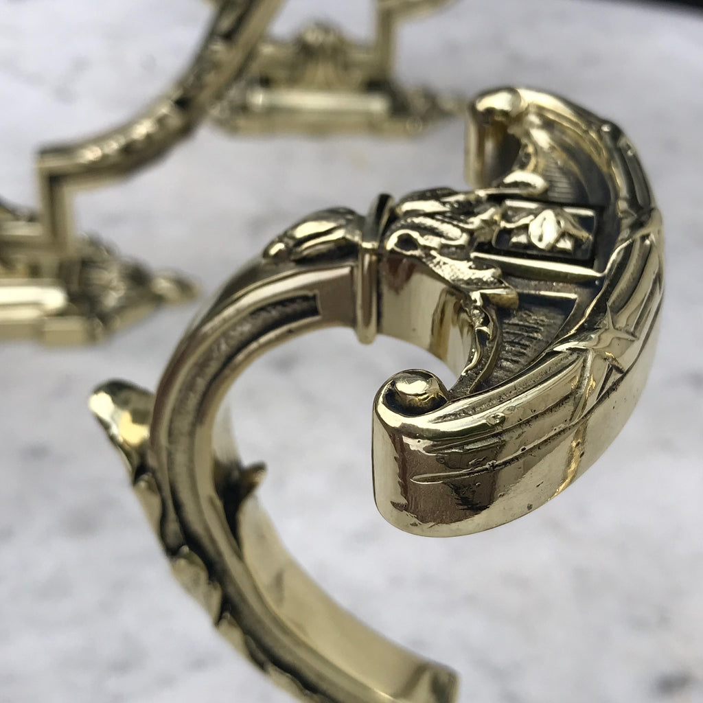 Three 19th Century Brass Hat & Coat Hooks - Detail View - 2