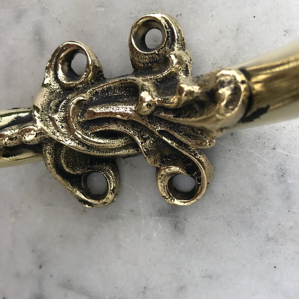 3 Victorian Brass & Porcelain Hat & Coat Hooks - Detail View - 4