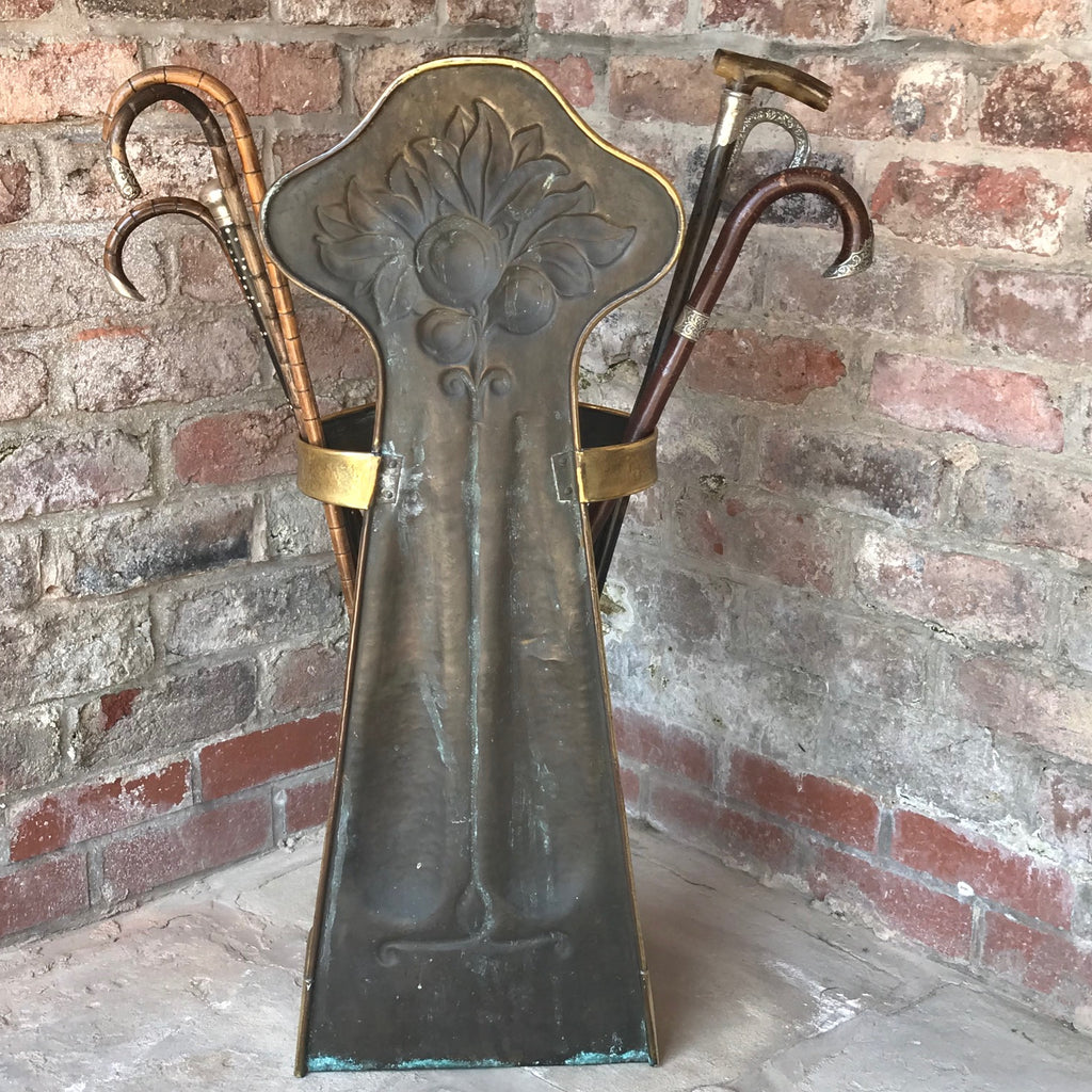 Art Nouveau Brass Stick Stand - Back View - 7