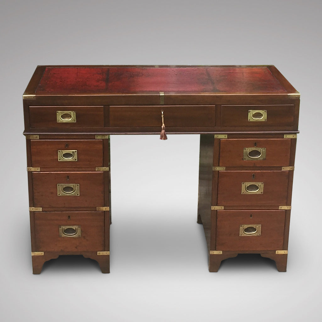 19th Century Mahogany Campaign Desk - Front view 2