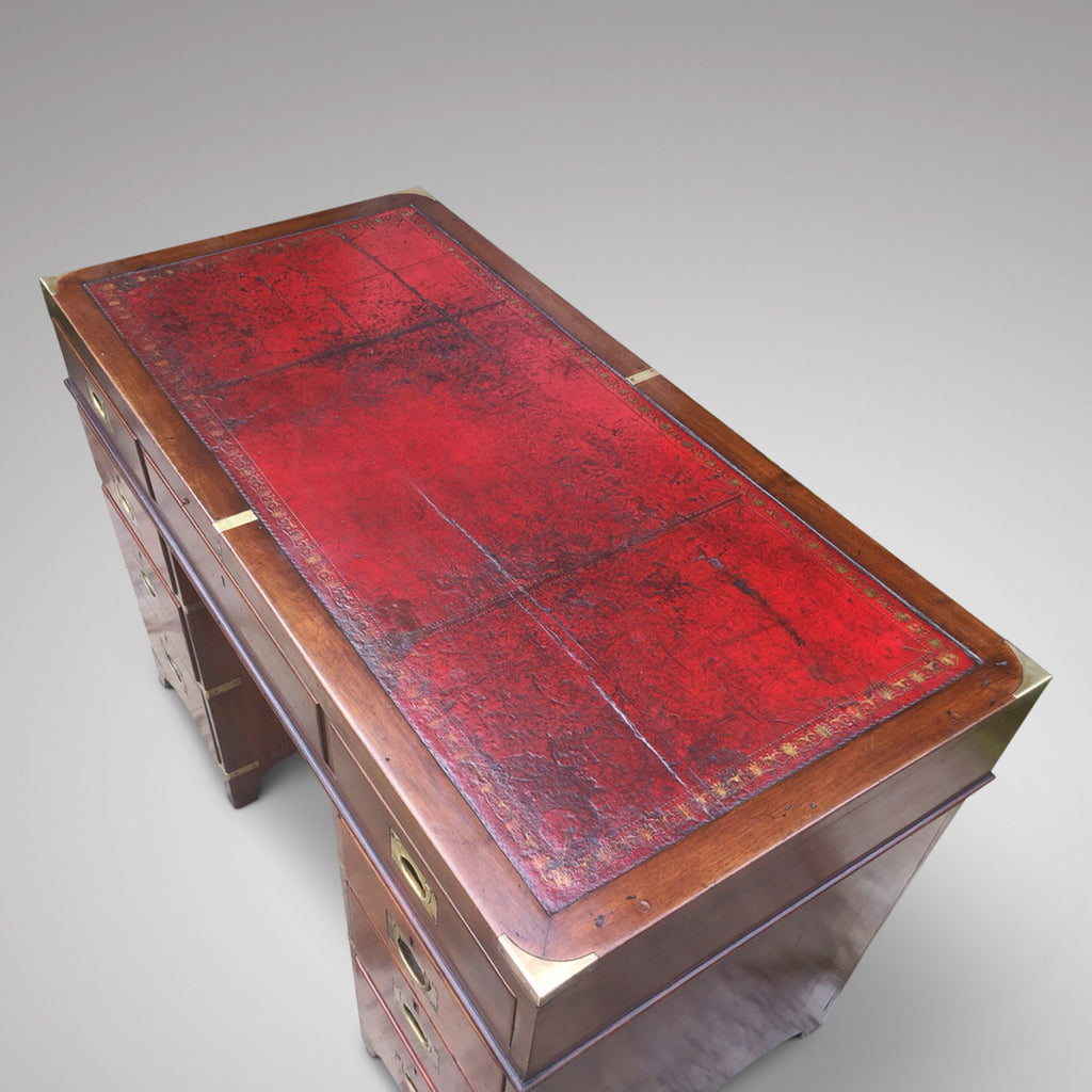 19th Century Mahogany Campaign Desk - Top view